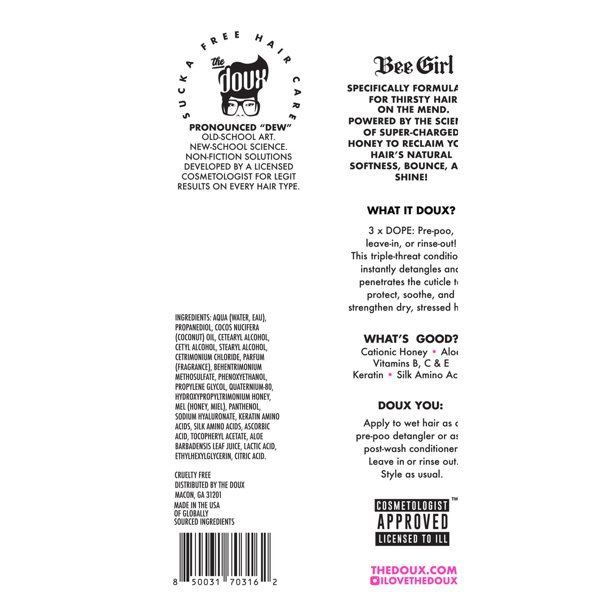 THE DOUX Bee Girl Super Sonic Honey Conditioner (8oz)