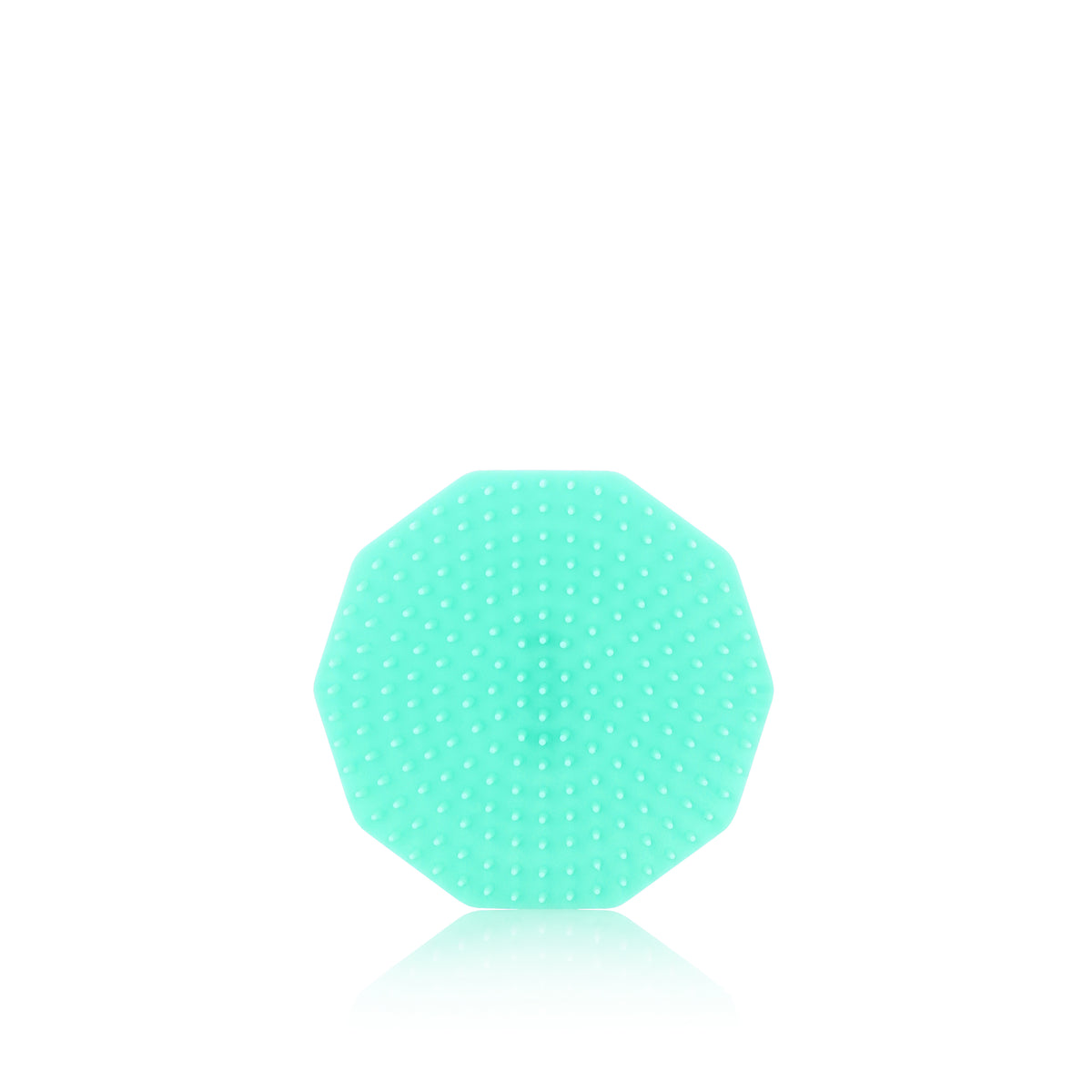 A palm-sized smoothing brush with a unique geometric design, predominantly in a light blue color.