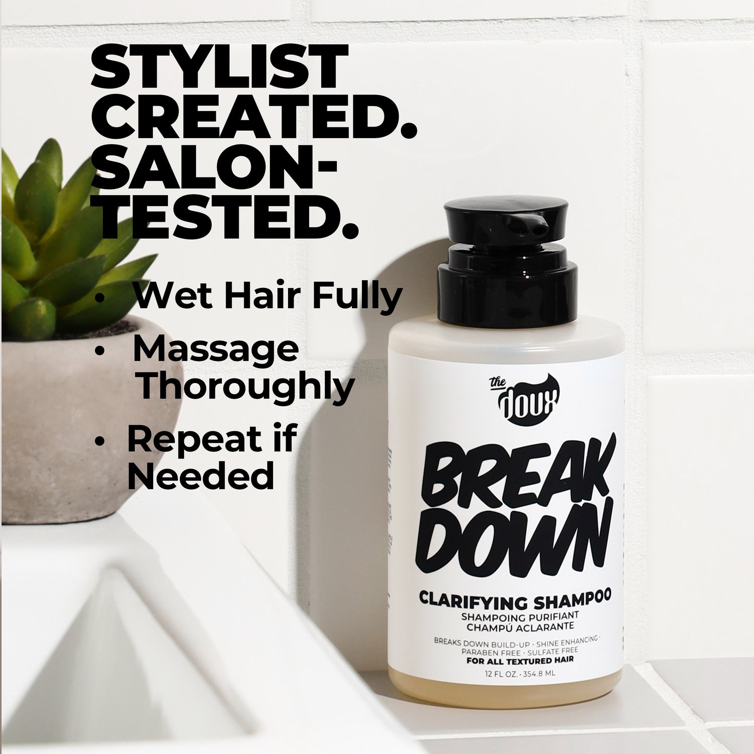 a bottle of shampoo on a counter