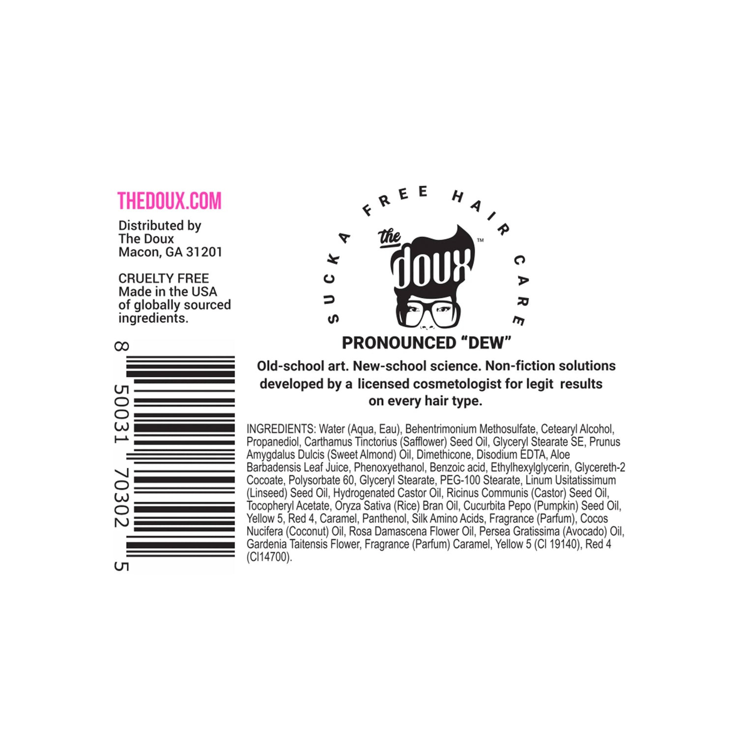 a label of hair care products